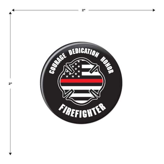 Beistle 2" Red Stripe Courage Dedication Honor Firefighter Buttons, 6ct.